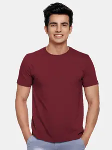 The Souled Store Men Burgundy Cotton T-shirt