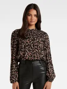 Forever New Women Black & Pink Floral Printed Top