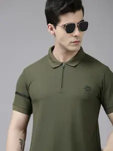 U.S. Polo Assn. Men Solid Polo Collar Slim Fit T-shirt With Minimal Brand Logo Print