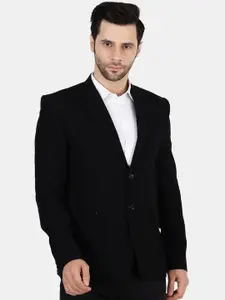 Wintage Men Black Solid Single-Breasted Regular Fit Blazer