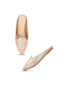 SCENTRA Women Gold-Toned Flat Mules