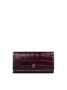 CALFNERO Women Maroon Textured Leather Two Fold Wallet