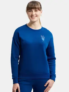 Jockey Women Blue Cotton Solid Sweatshirt