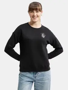 Jockey Women Black Cotton Solid Sweatshirt