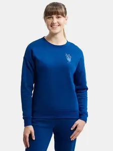 Jockey Women Blue Cotton Solid Sweatshirt