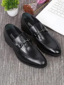 Teakwood Leathers Men Black Solid Leather Slip-On Formal Shoes