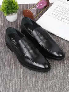 Teakwood Leathers Men Black Solid Leather Formal Slip-On Shoes