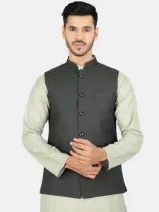 Wintage Men Green Solid Nehru Jacket