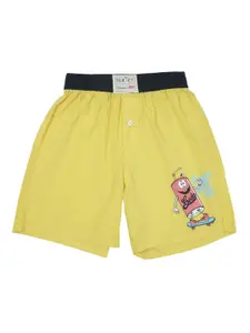 Palm Tree Boys Yellow Solid Regular Fit Regular Shorts