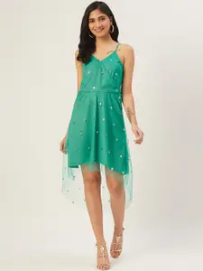 DODO & MOA Women Sea Green Embellished Wrap Dress