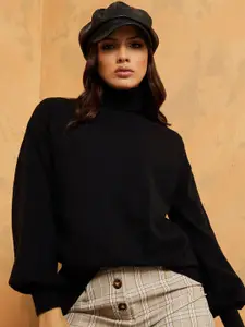 Styli Women Black Longline Pullover