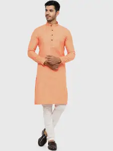 Modi Kurta Men Orange Cotton Kurtas