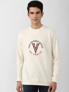 Van Heusen Sport Men Cream-Coloured Printed Sweatshirt