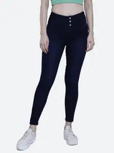 FCK-3 Women Navy Blue High-Rise Light Fade Dark Shade Stretchable Cotton Jeans