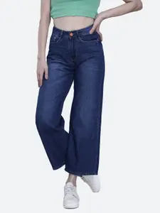 FCK-3 Women Chelsea Wide Leg High-Rise Light Fade Stretchable Cotton Jeans