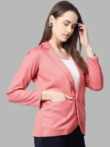 Jompers Women Pink Solid Single-Breasted Blazers