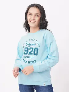 edheads Girls Blue Printed Cotton Long Sleeves Sweatshirt
