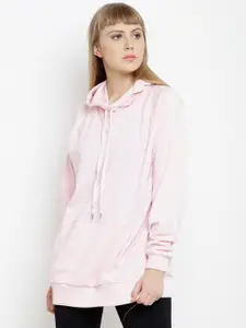 FOREVER 21 FOREVER 21 Women Pink Solid Hooded Sweatshirt