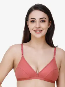 Docare Women Peach Solid Cotton Non Padded Seamed Everyday Bra