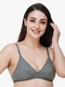 Docare Women Olive Green Solid Cotton Non Padded Seamed Everyday Bra