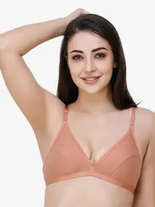 Docare Women Brown Solid Cotton Non Padded Seamed Everyday Bra