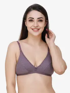 Docare Women Purple Solid Cotton Non Padded Seamed Everyday Bra