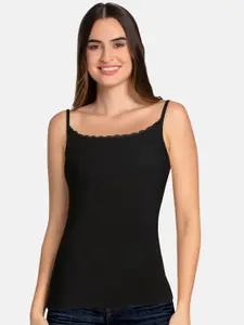 Amante Women Black Solid Cotton Lightly Padded Camisole LIN84901