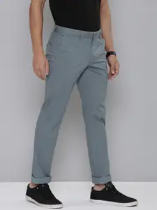 Indian Terrain Men Pure Cotton Checked Brooklyn Slim Fit Trousers
