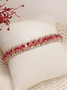 SOHI Women Pink Gold-Plated Wraparound Bracelet