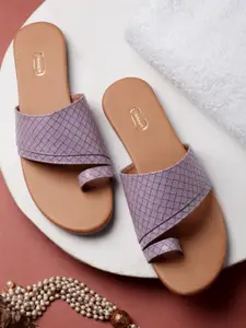 PANAHI Women Lavender Textured One Toe Flats