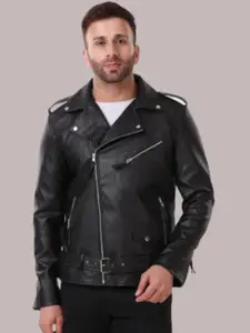 Leather Retail Men Black Crop Outdoor Biker Jacket