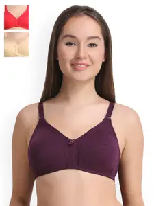 Leading Lady Pack of 3 Full Coverage T-shirt Bras LLCONCENT-3-PP-RD-SKN