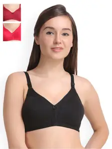 Leading Lady Pack of 3 Full Coverage T-shirt Bras LLCONCENT-3-RN-BLK-MR