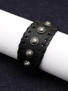 SOHI Women Black Leather Wraparound Bracelet