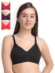 Leading Lady Pack Of 4 Everyday Bras LLCONCENT-4-BLK-RD-PP-MR