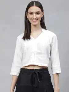 Ayaany Women White Solid Crop Top