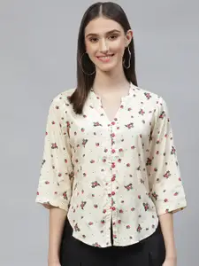 Ayaany Women Satin Floral Print Shirt Style Top