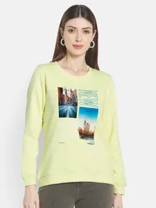 METTLE Women Yellow Printed Sweatshirt