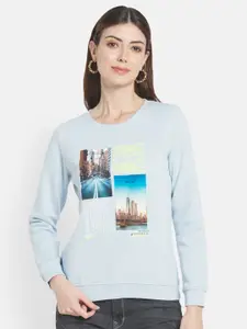 METTLE Women Blue Printed Sweatshirt