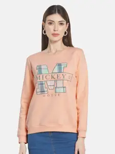 METTLE Women Peach-Coloured Printed Sweatshirt
