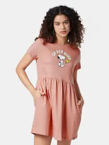 The Souled Store Women Pink Cotton Dress