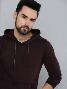 SHOWOFF Men Violet Hooded Sweatshirt