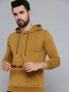 SHOWOFF Men Mustard Hooded Sweatshirt