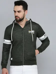 SHOWOFF Men Olive Green Hooded  Cotton Sweatshirt