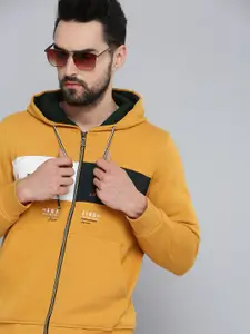 SHOWOFF Men Mustard Hooded Cotton Sweatshirt