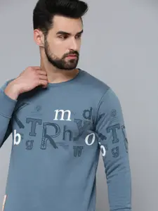 SHOWOFF Men Blue Printed Cotton Sweatshirt