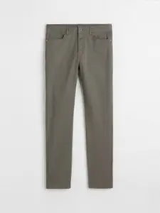 H&M Men Green Slim Fit Cotton Twill Trousers
