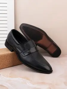 Alberto Torresi Men Black Solid Genuine Leather Formal Slip-On Shoes
