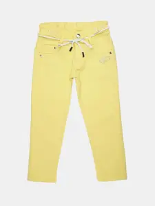 V-Mart Girls Yellow Classic Slim Fit Cotton Jeans