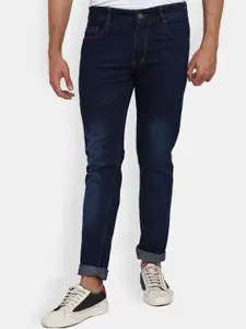 V-Mart Men Classic Slim Fit Light Fade Cuffed Hem Cotton Jeans